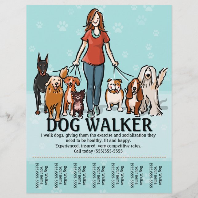 Dog Walking. Dog Walker. Tearsheet Flyer (Front)