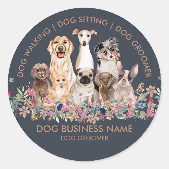 Dog Walking Groomer Pet Services Classic Round Sticker (Front)