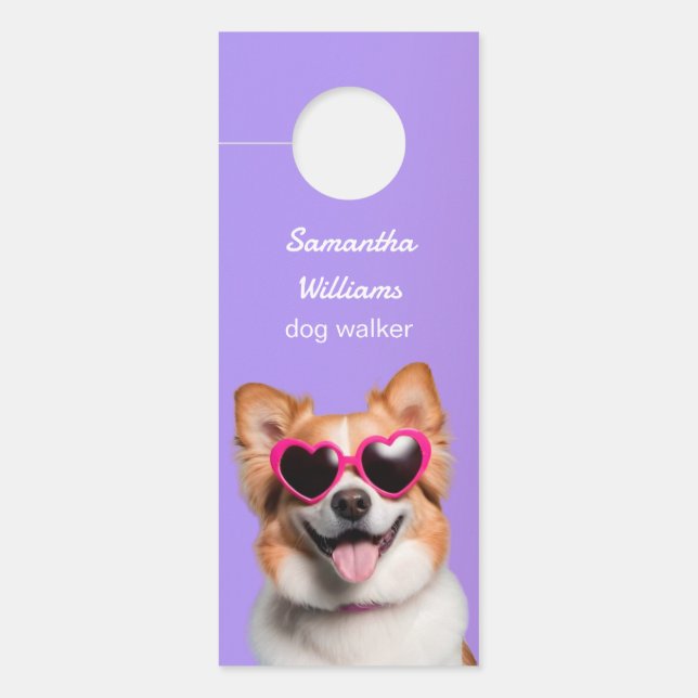 Dog Walking Grooming Click To Chat Door Hanger (Front)