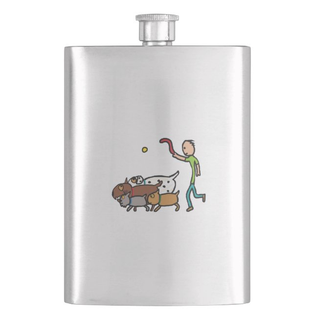 Dog Walking Hip Flask (Front)