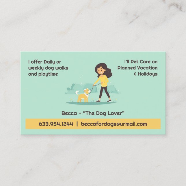 Dog Walking Pet Sitting Boarding Business Card (Front)