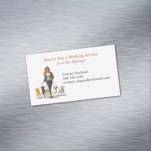 Dog Walking Pet Sitting Boarding Magnetic Business Card