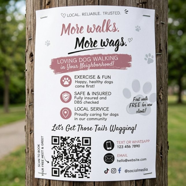 Dog Walking Pet Sitting Business Flyers QR Code (Dog Walking Pet Sitting Business Flyers with QR Code)