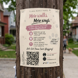 Dog Walking Pet Sitting Business Flyers QR Code