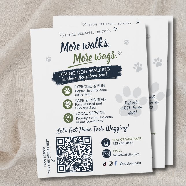 Dog Walking Pet Sitting Business Flyers QR Code (Dog Walking Business Flyers QR Code)