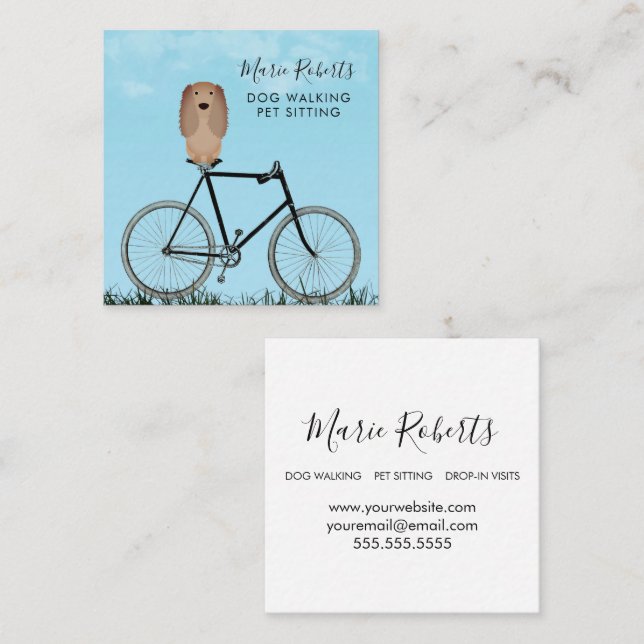 Dog Walking, Pet Sitting, Cat Care, Boarding Square Business Card (Front/Back)