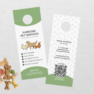 Dog Walking Pet Sitting QR Code Door Hanger