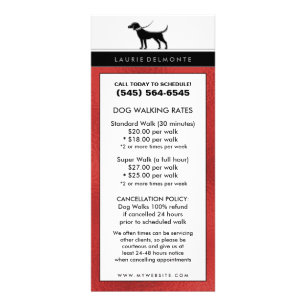 Dog Walking & Pet Sitting Red & Black Rack Card