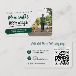 Dog Walking Pet Sitting with QR Code Business Card