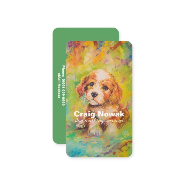 Dog Walking Services Business Card (Front/Back In Situ)