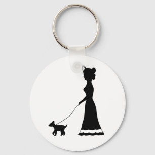 Dog Walking silhouette keychain