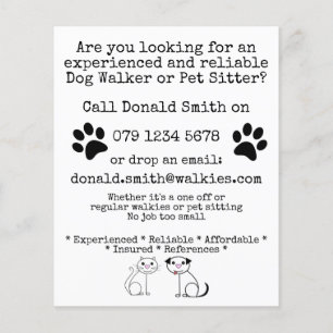 Dog Walking Sitting Business Flyer Leaflet offer