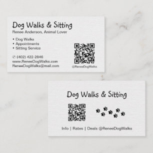 Dog Walks and Sitting QR Code Business Card
