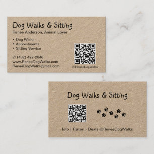 Dog Walks and Sitting QR Code Business Card