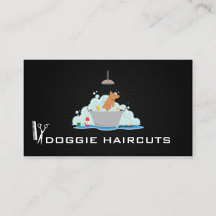 Dog Wash   Groomer   Black Mesh Background Business Card