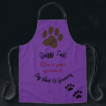 Dog Wash & Groomer Customised Apron<br><div class="desc">Dog Wash and Groomer Apron. Large paw and two smaller paws at the bottom. Editable. Customisable text and name.</div>