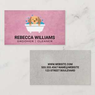 Dog Wash in Bathtub with Soap Bubbles Business Card