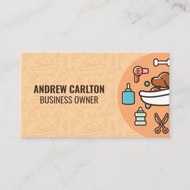 Dog Wash Shower Icon Business Card (Front)