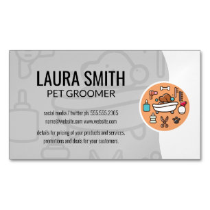 Dog Wash Shower Icon Magnetic Business Card