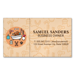 Dog Wash Shower Icon Magnetic Business Card