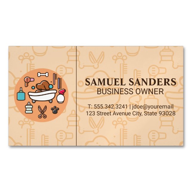 Dog Wash Shower Icon Magnetic Business Card (Front)