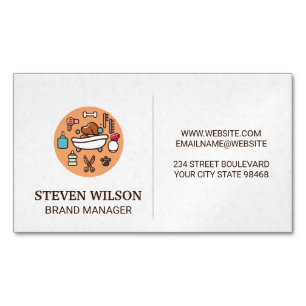 Dog Wash Shower Icon   Paper Texture Background Magnetic Business Card
