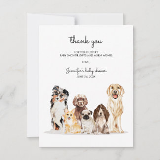 Dog Watercolor Baby Shower thank you RSVP Card