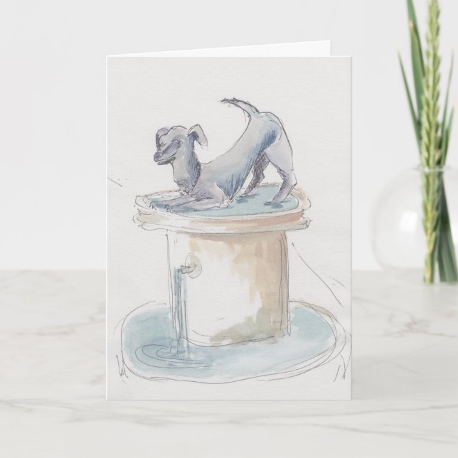"Dog Watercolor Sketch/London" Greeting Card (Front)