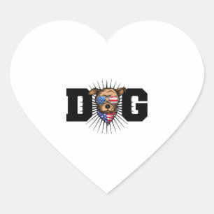 Dog Wear Flag Heart Sticker