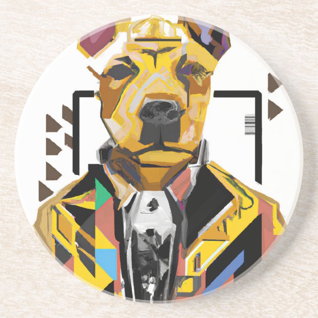 Dog Wearing a Suit: Digital Art Coaster (Front)