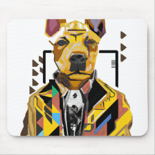 Dog Wearing a Suit: Digital Art Mouse Pad