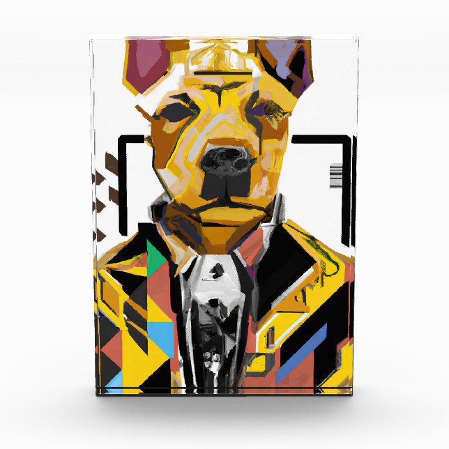 Dog Wearing a Suit: Digital Art Photo Block (Front)