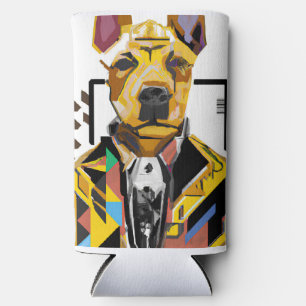 Dog Wearing a Suit: Digital Art Seltzer Can Cooler
