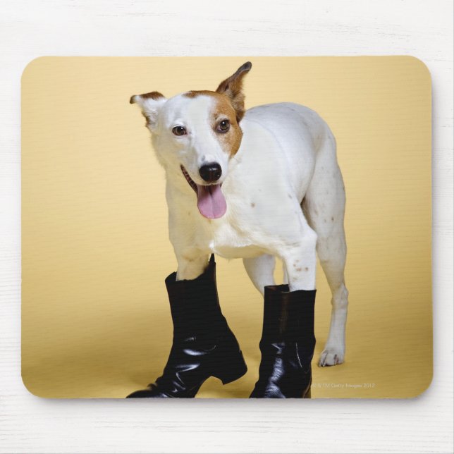 Dog wearing boots mouse pad (Front)