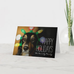 Dog wearing Christmas tiara Holiday Card