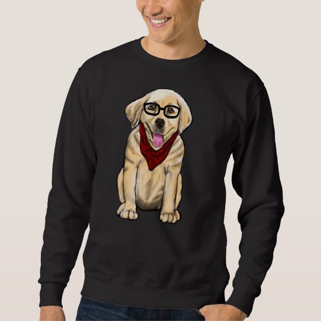 Dog Wearing Glasses And Red Scarf Cute Golden Labr Sweatshirt (Front)