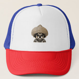 dog wearing hat brown colour