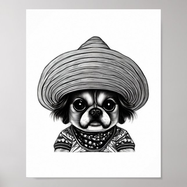 dog wearing hat original colour poster (Front)
