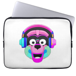 Dog wearing headphones and having fun laptop sleeve