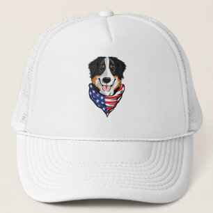 Dog Wearing Neck Bandanna Trucker Hat
