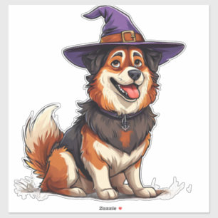 Dog Wearing Purple Wizard Hat Halloween