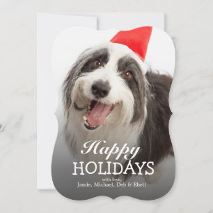 Dog wearing Santa hat Holiday Card