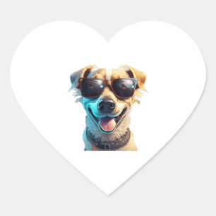 dog wearing sunglasses Active Heart Sticker