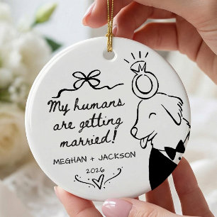 Dog Wedding Announcement Ornament
