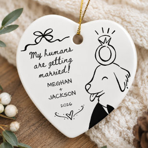 Dog Wedding Announcement Ornament
