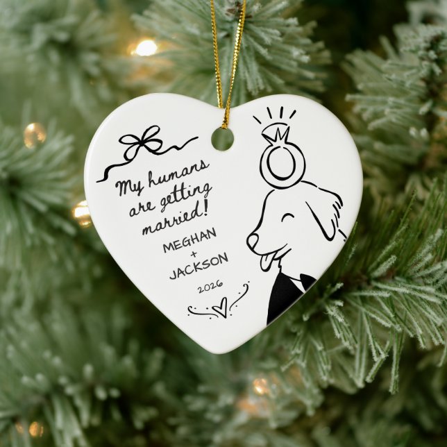 Dog Wedding Announcement Ornament (Tree)