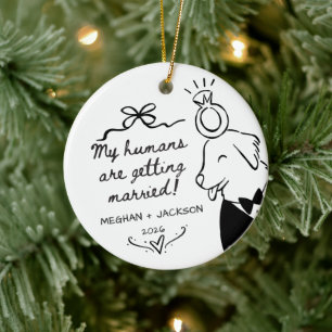 Dog Wedding Announcement Ornament