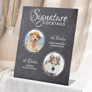Dog Wedding Bar Pet Photo Signature Cocktails  Pedestal Sign