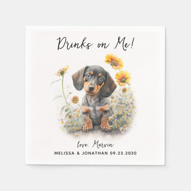 Dog Wedding Cocktail Napkin (Front)