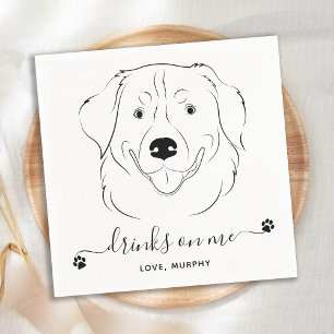 Dog Wedding Drinks On Me Custom Golden Retriever  Napkin